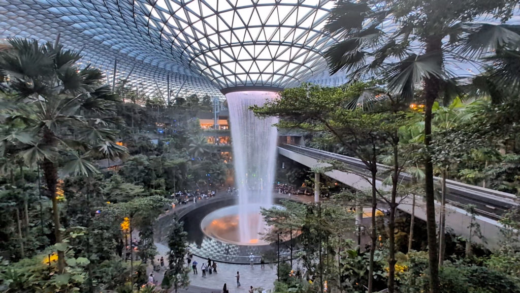 Waterfall inside Singapore Airport Changi