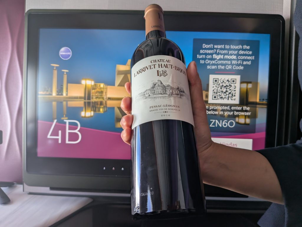 French Bordeaux Red Wine Onboard Qatar Airways